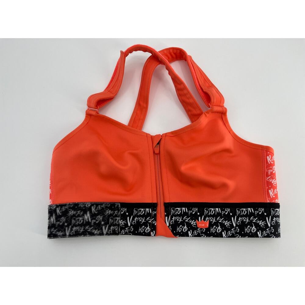 SheFit Flex Sports Bra Sz M Believe Orange Black Fully Adjustable Medium Impact
